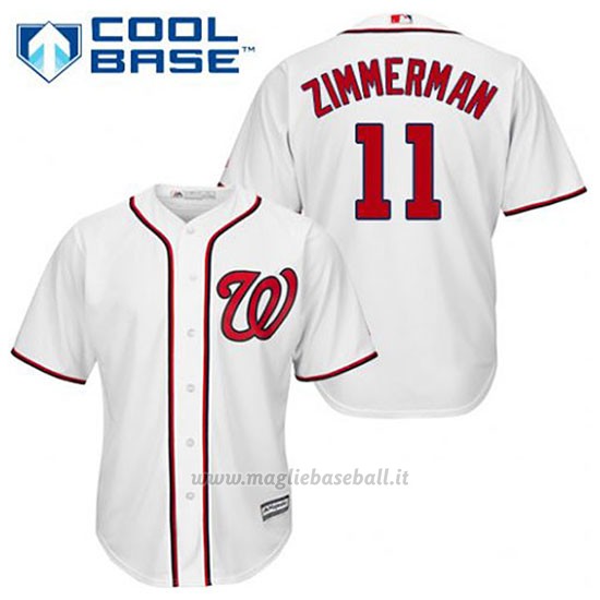Maglia Baseball Uomo Washington Nationals Ryan Zimmerman 11 Bianco 1ªCool Base